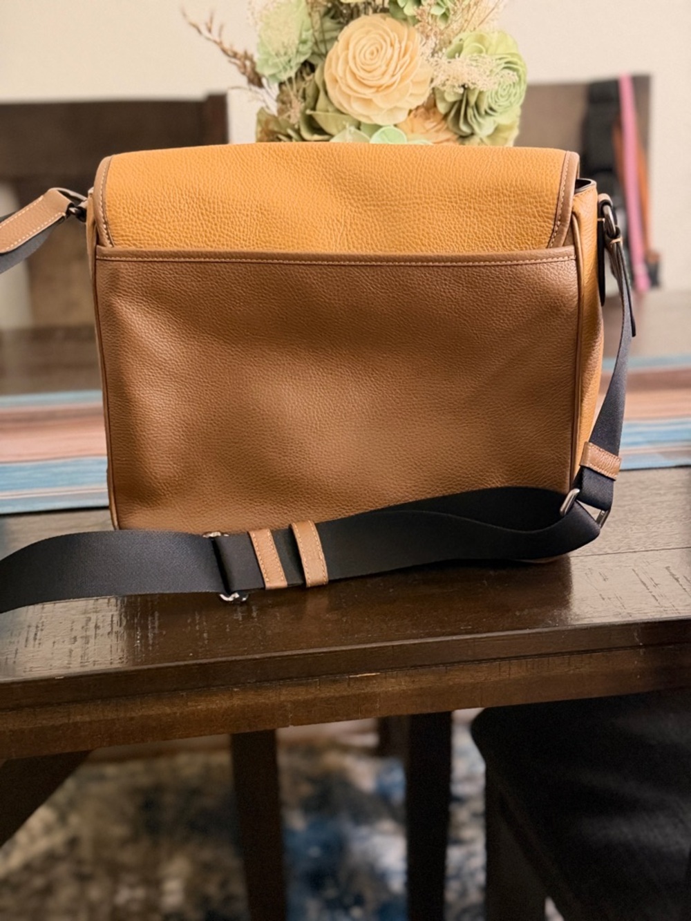 Coach Two-Tone Mustard and Brown Leather Messenger Bag - Picture 5 of 5